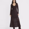 Dark Chocolate Dellamorteeco Virelune Floral Lace Long Sleeve Maxi Dress