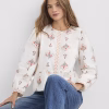 Ivory Floral Zarevia Peplum Long Sleeve Top Dellamorteeco