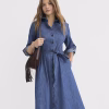 Midnight Blue Viresta Belted Denim Shirt Dress by Dellamorteeco